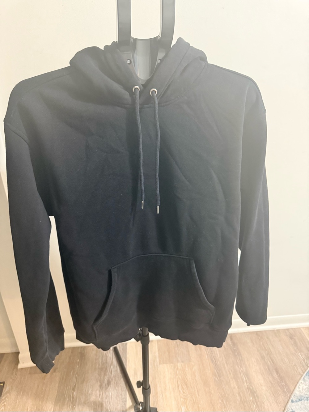 H&M Black Pullover Hoodie with Drawstring